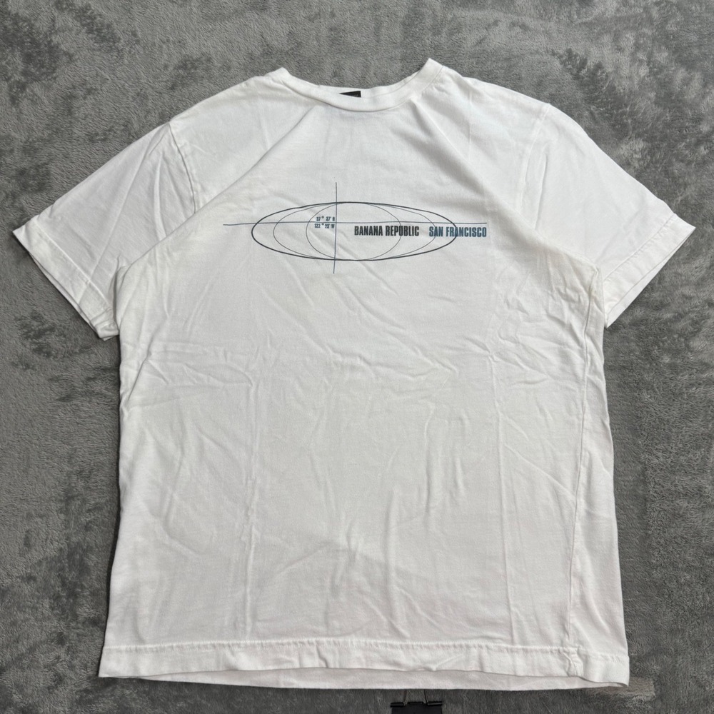 VTG 90s Banana Republic San Francisco Graphic T-Shirt White Mens Small